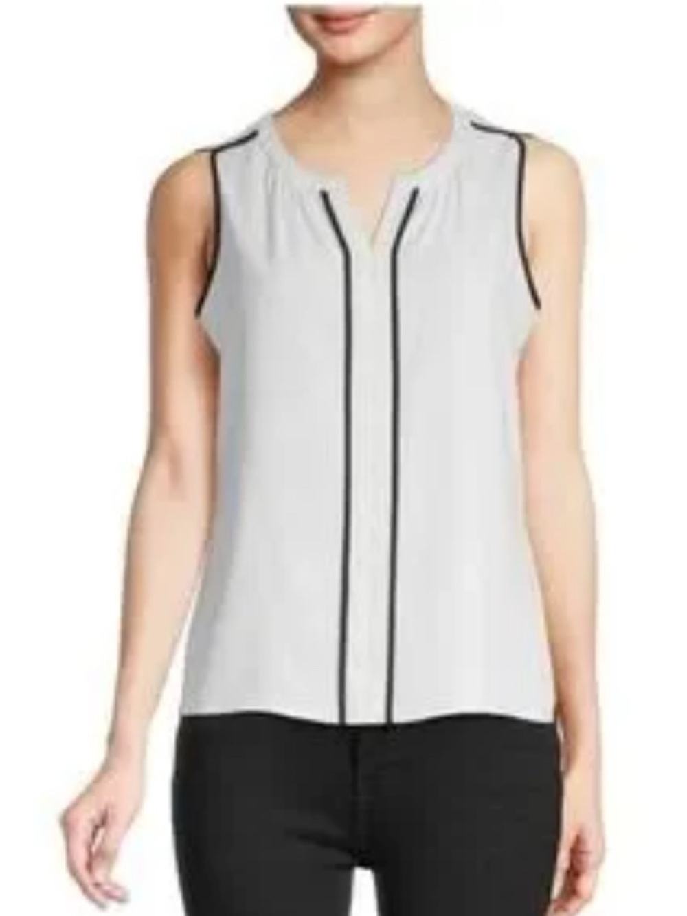 Calvin Klein NEW Light Blue Sleeveless with Dark Gray Trim Office Top Size XL